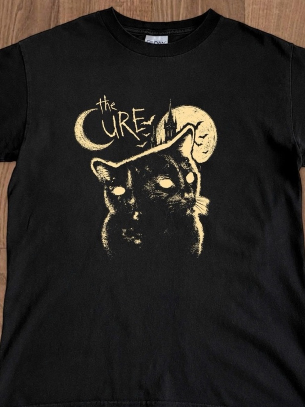 The Cure Cat Graphic Tee - Black with Cream Print